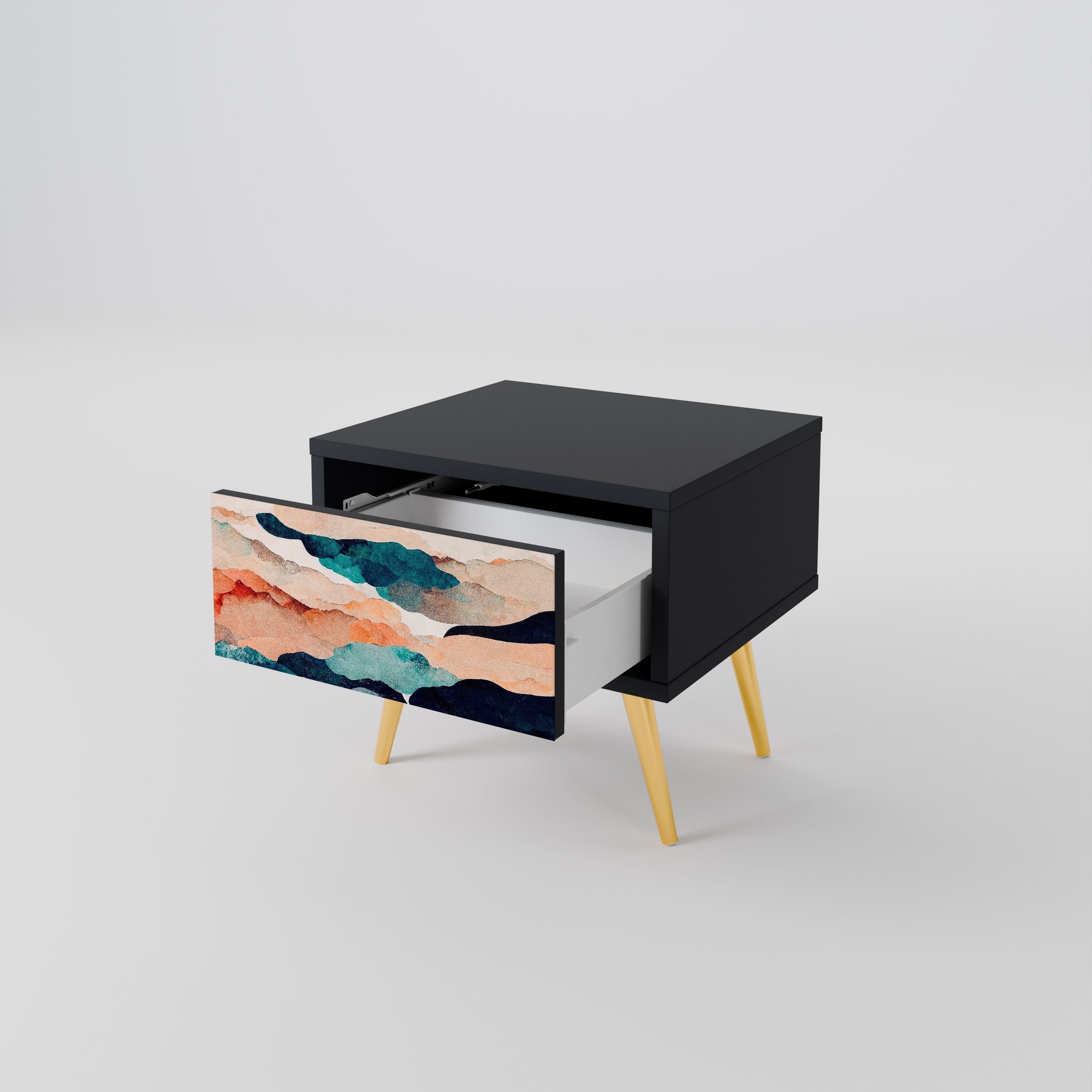 ABSTRACT LANDSCAPE nattduksbord i svart finish