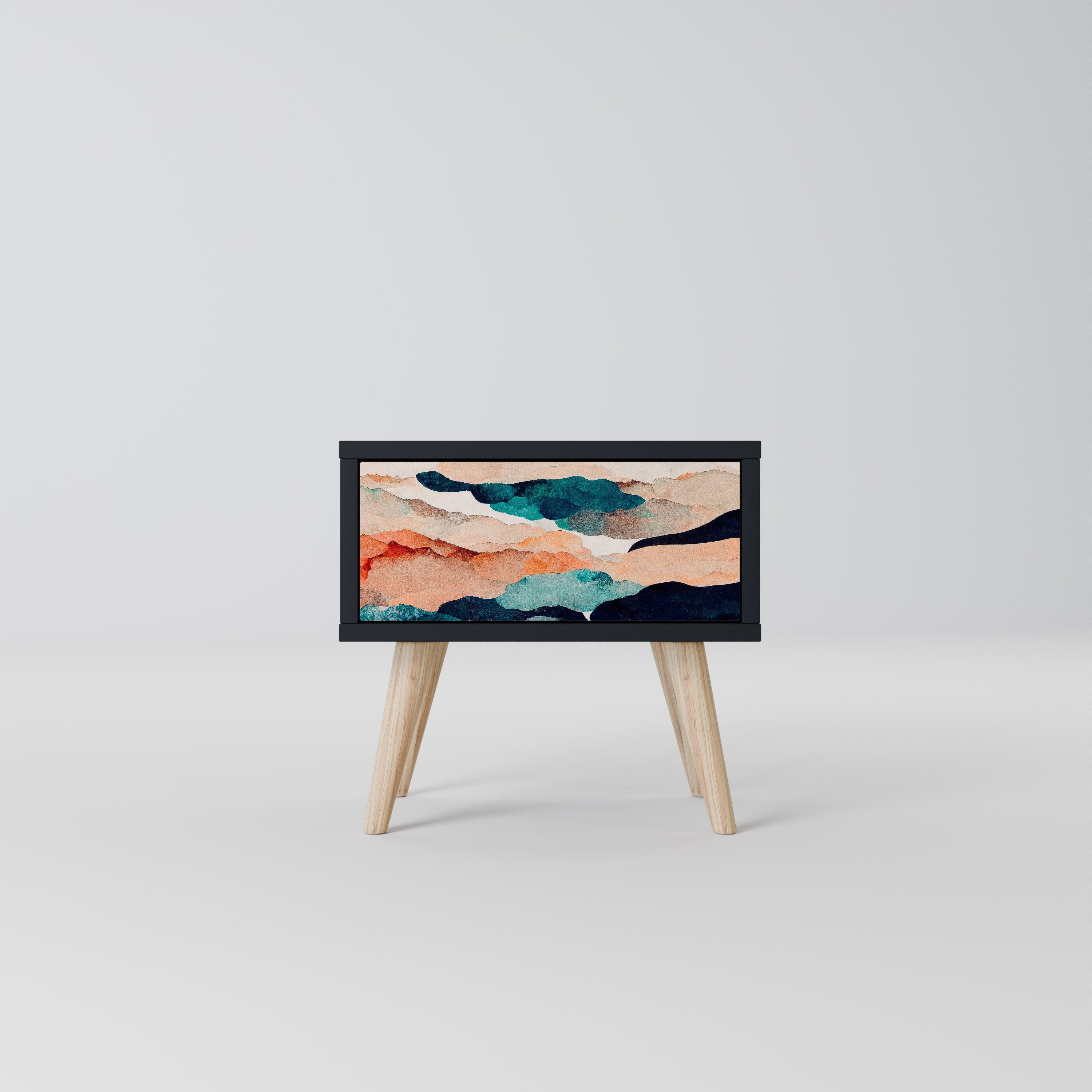 ABSTRACT LANDSCAPE nattduksbord i svart finish