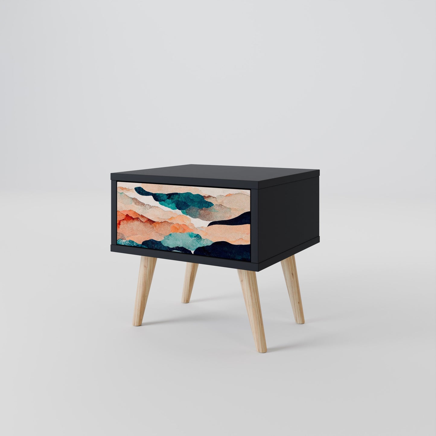ABSTRACT LANDSCAPE nattduksbord i svart finish