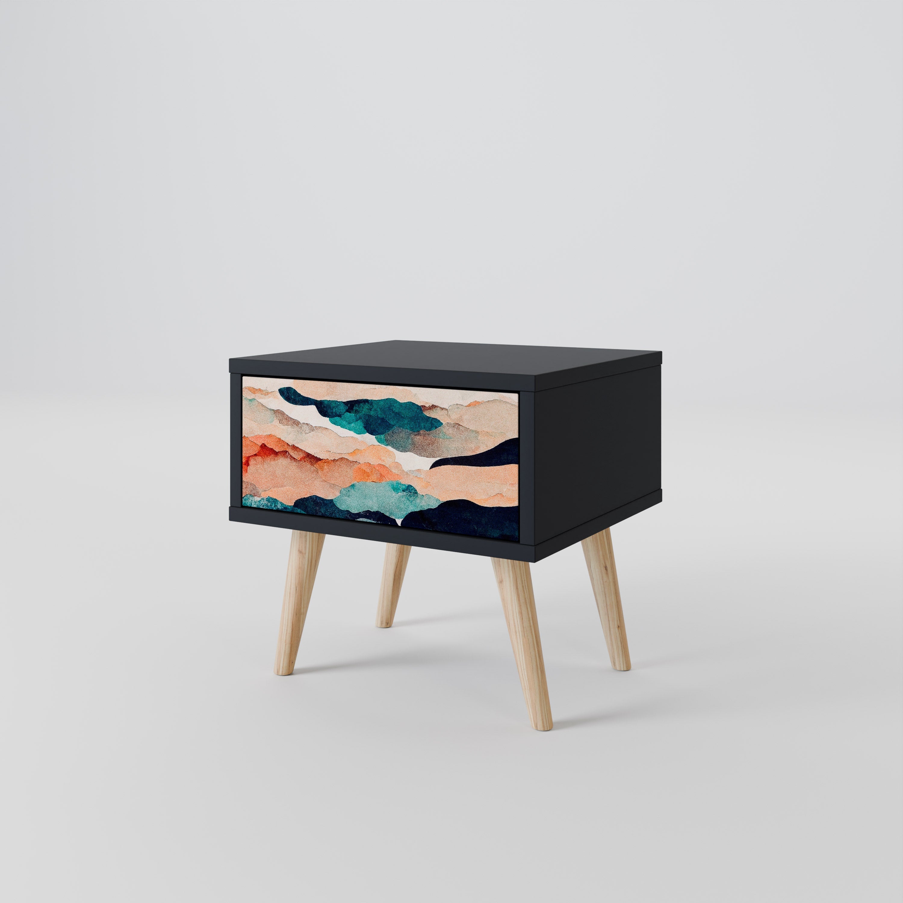 ABSTRACT LANDSCAPE nattduksbord i svart finish