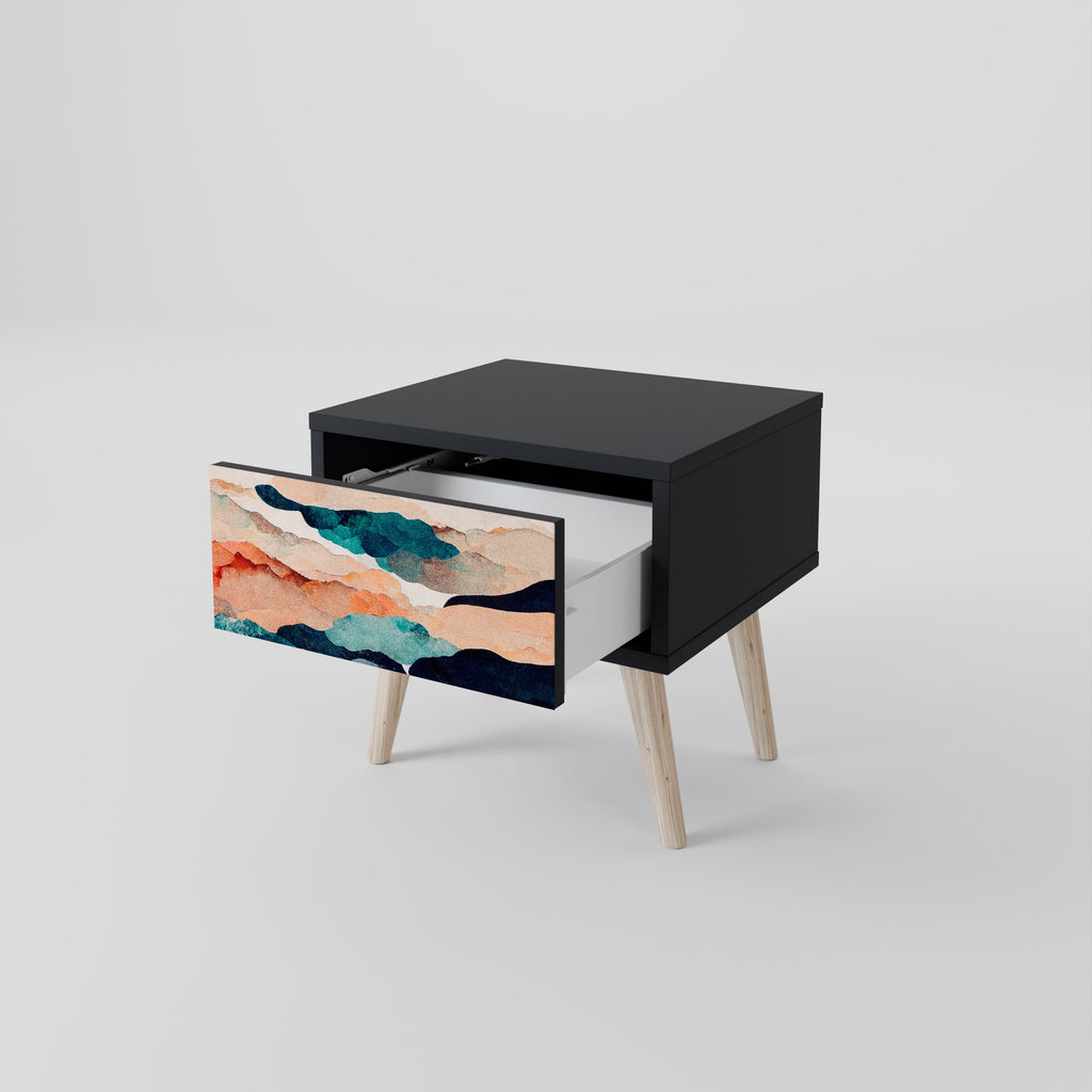 ABSTRACT LANDSCAPE nattduksbord i svart finish