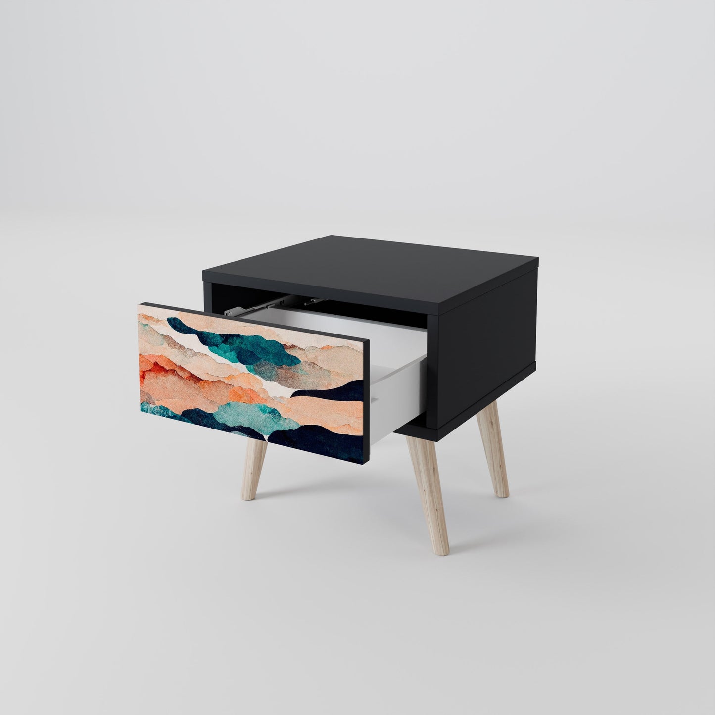 ABSTRACT LANDSCAPE nattduksbord i svart finish