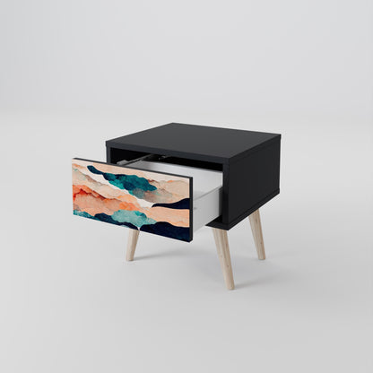 ABSTRACT LANDSCAPE nattduksbord i svart finish