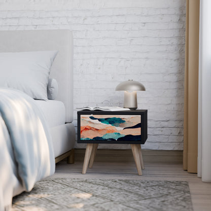 ABSTRACT LANDSCAPE nattduksbord i svart finish