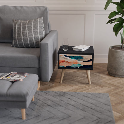 ABSTRACT LANDSCAPE nattduksbord i svart finish