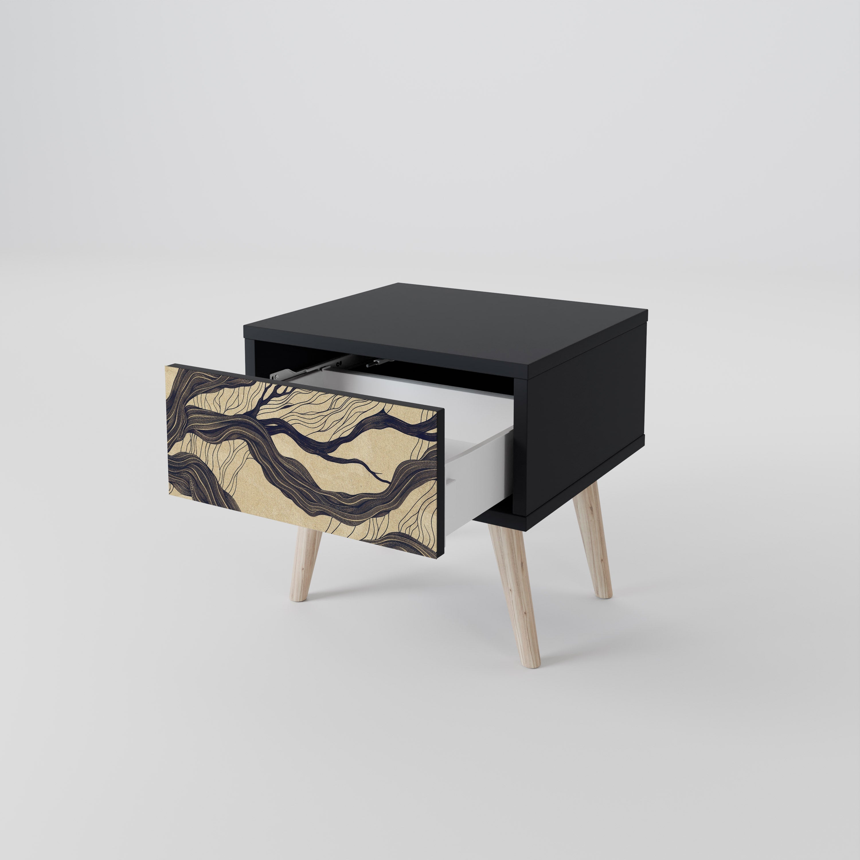 UNIFIED FRAGMENTS Nattduksbord i svart finish