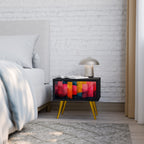 FÄRGGLAGA LJUD Nattduksbord i svart finish