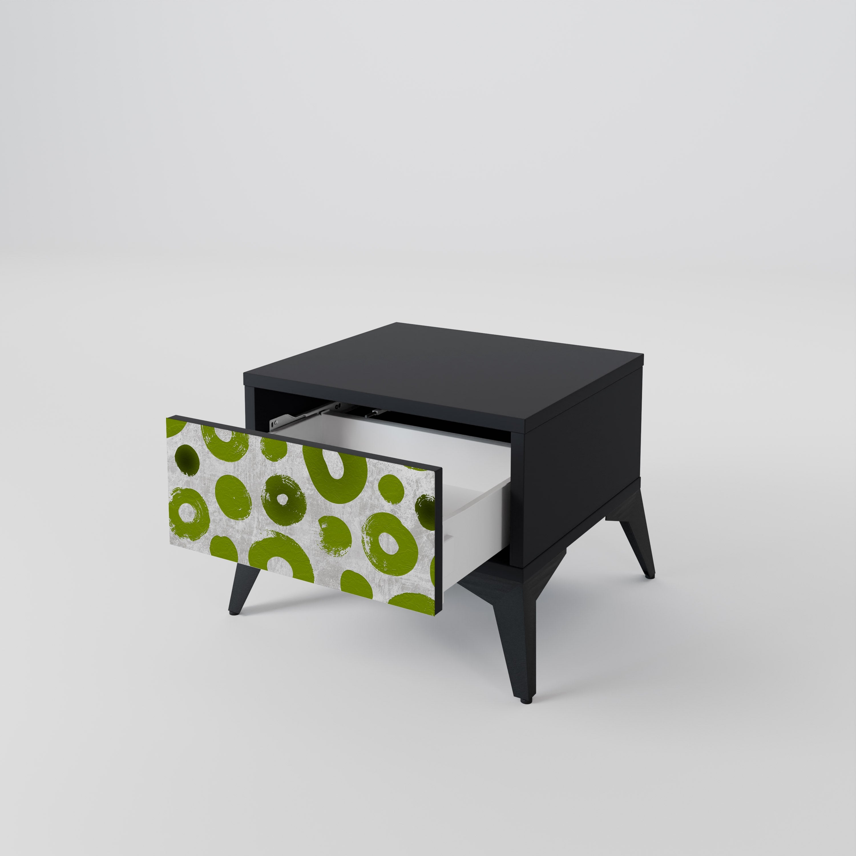 GREEN RHAPSODY nattduksbord i svart finish