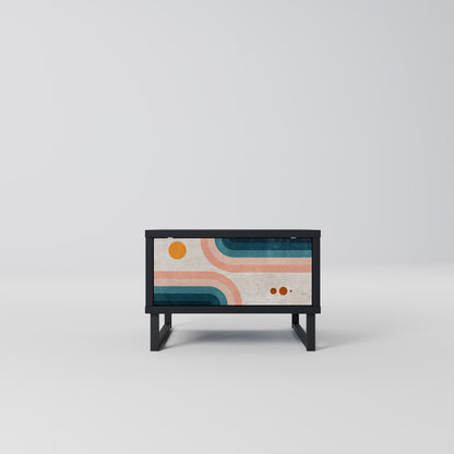 TWO HALVES Nightstand in Black Finish