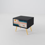 TWO HALVES Nightstand in Black Finish