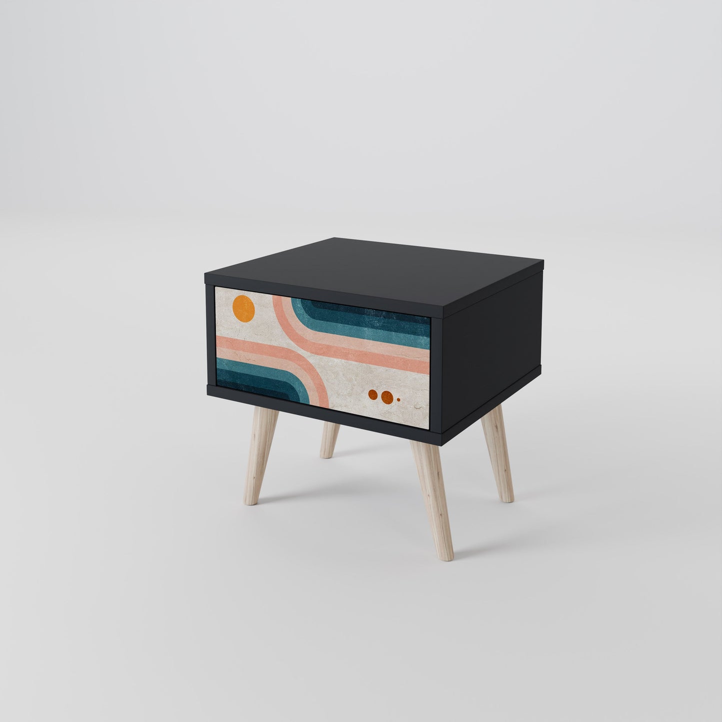 TWO HALVES Nightstand in Black Finish