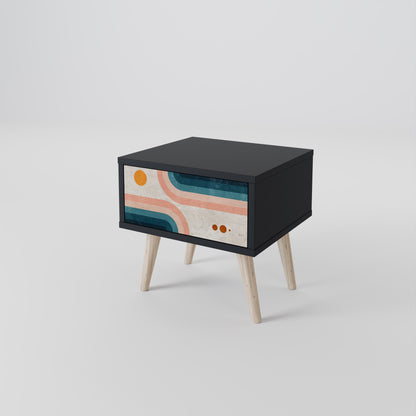 TWO HALVES Nightstand in Black Finish