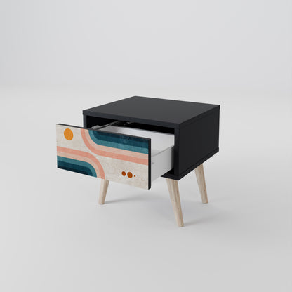TWO HALVES Nightstand in Black Finish