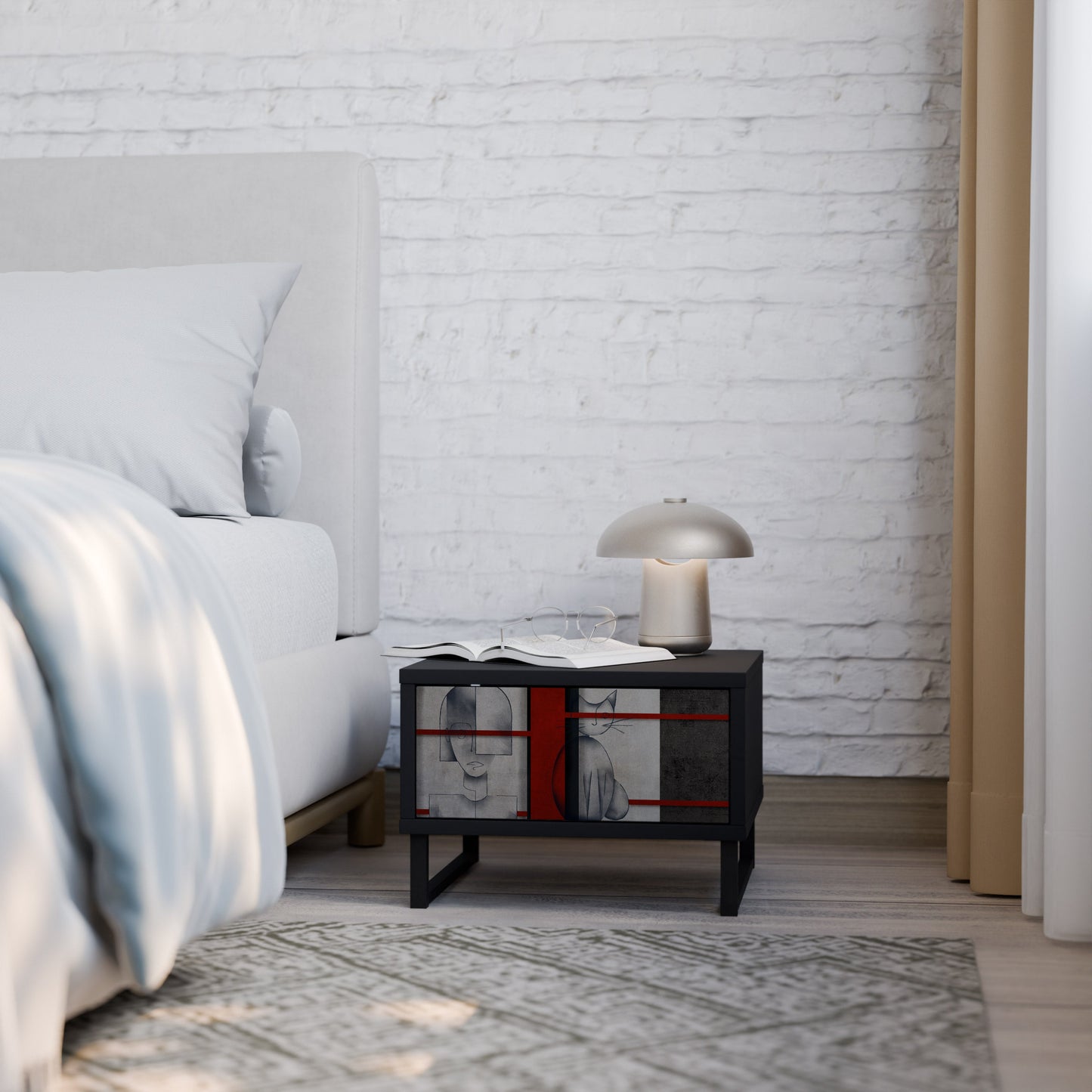 GRAY FIGURES Nightstand in Black Finish