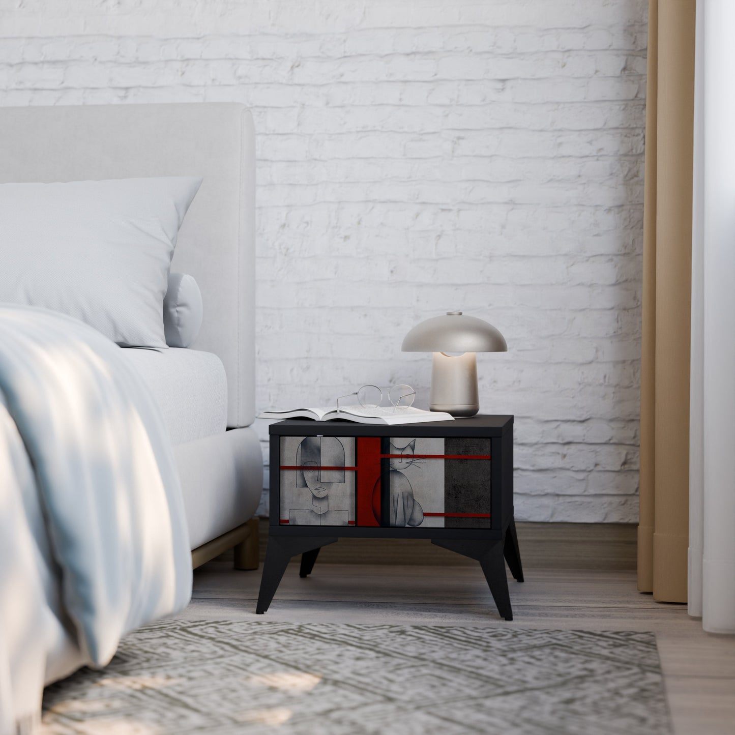 GRAY FIGURES Nightstand in Black Finish