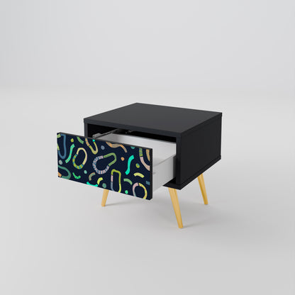CONTRAST DANCE Nightstand in Black Finish