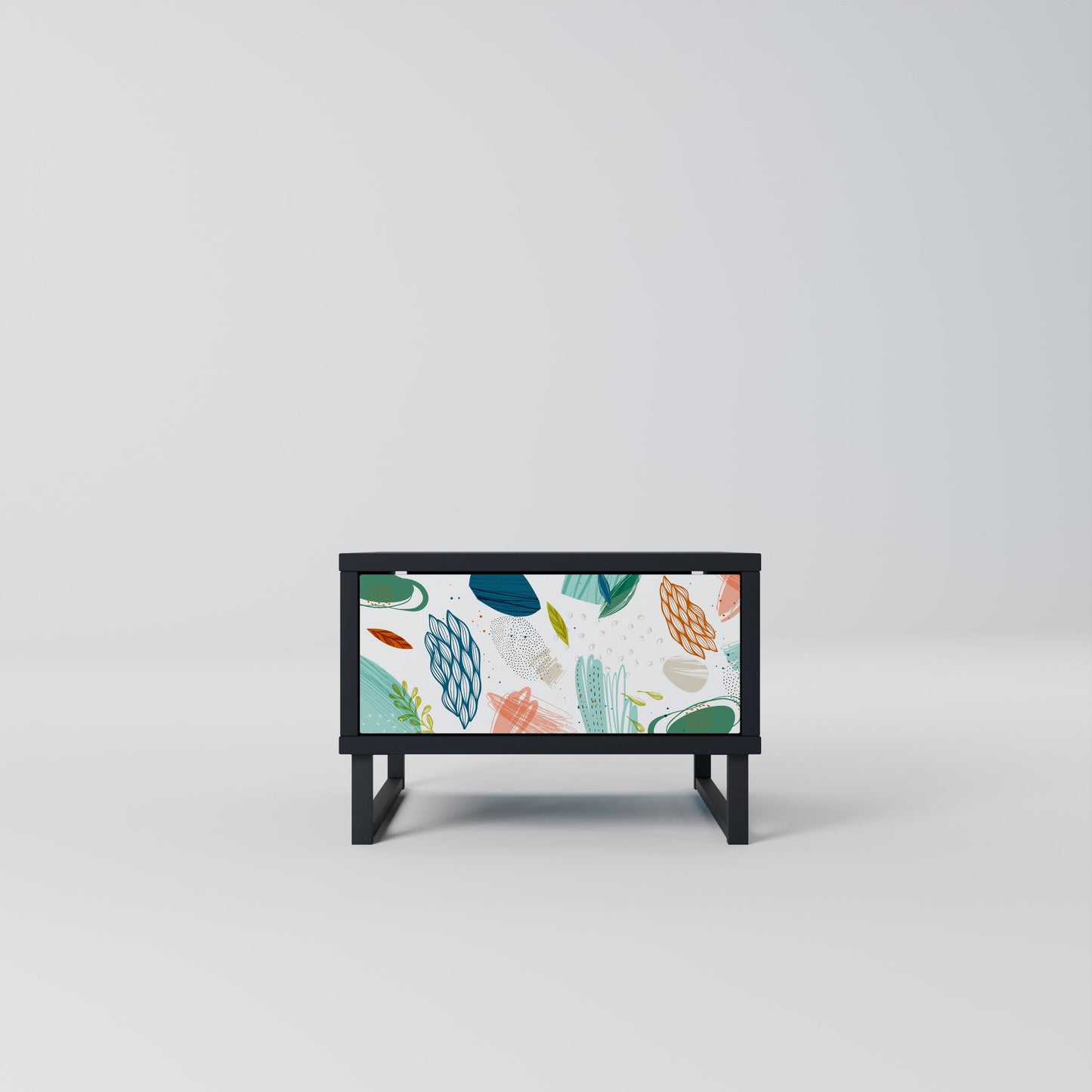 BOTANICAL HURRICANE Nightstand in Black Finish