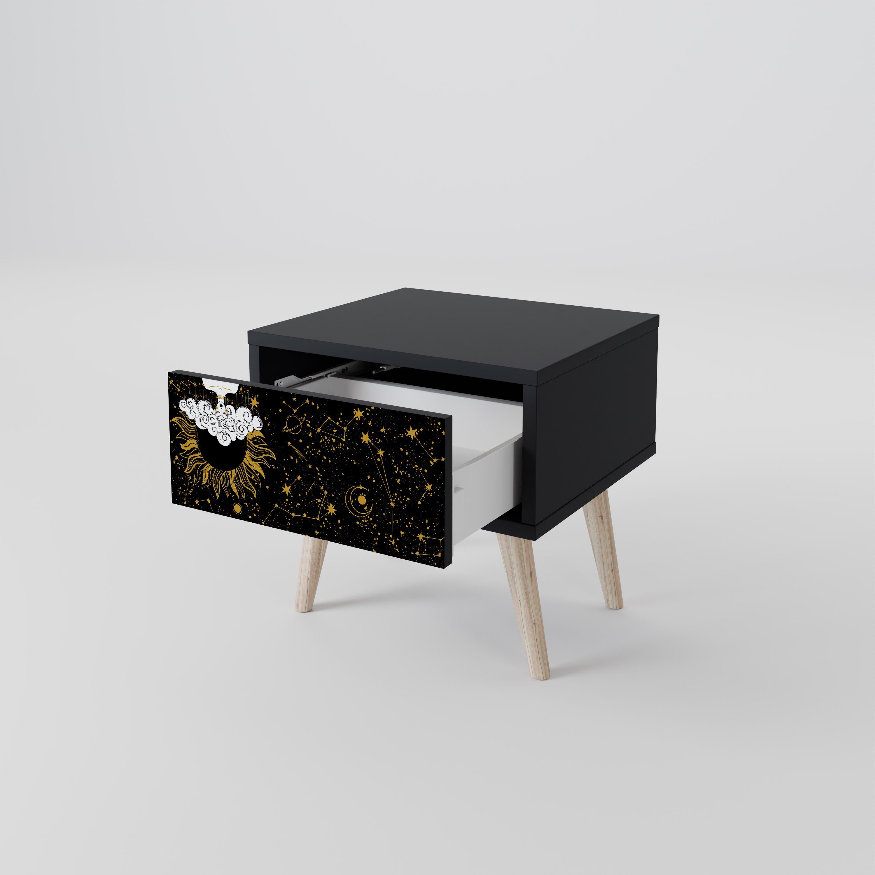 STELLAR CONSTELLATIONS Nattduksbord i svart finish