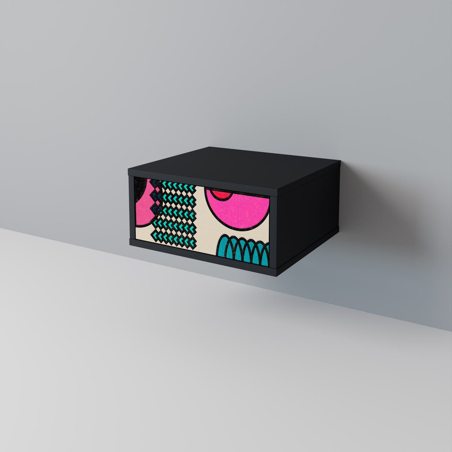 GEOMETRIC RHAPSODY Nightstand in Black Finish