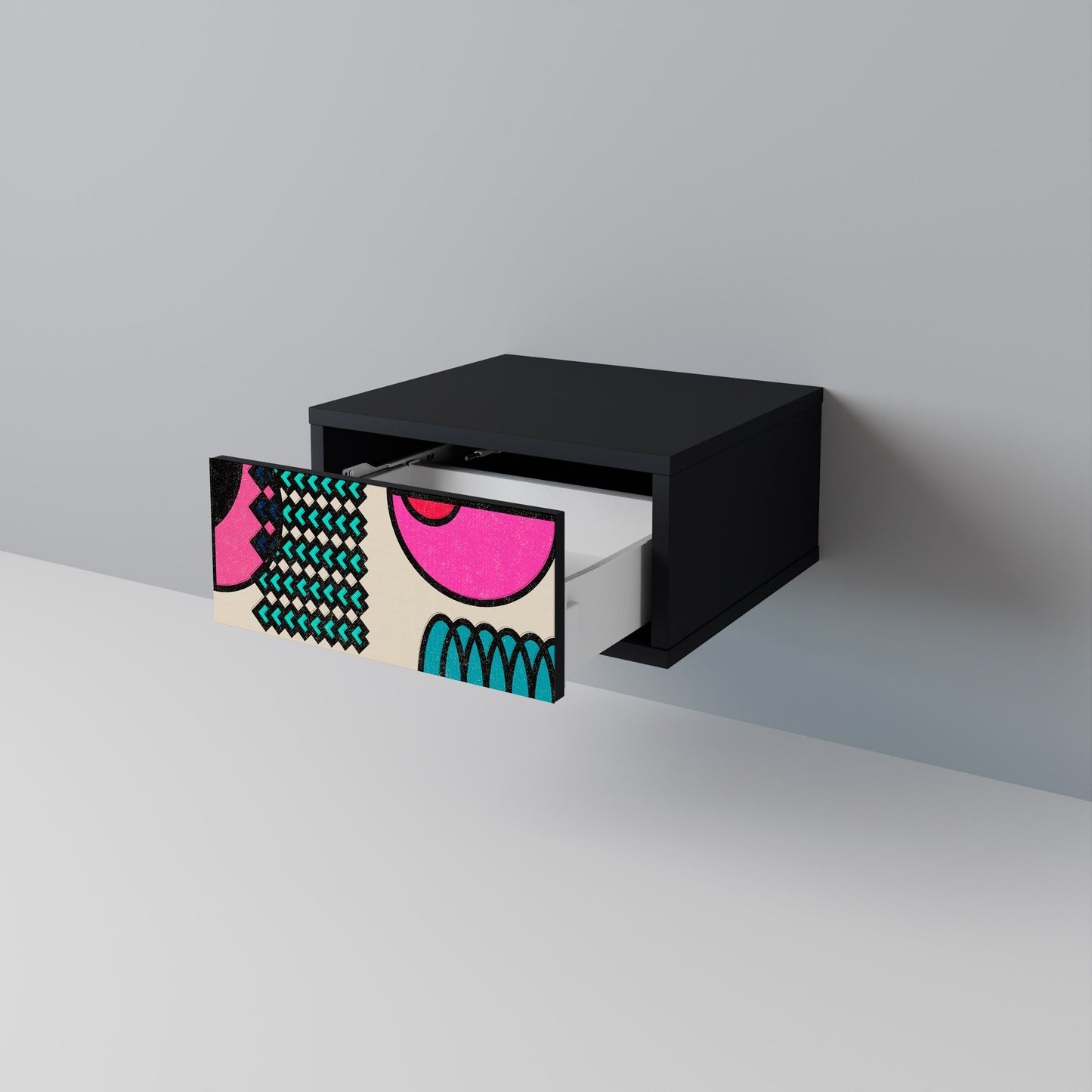 GEOMETRIC RHAPSODY Nightstand in Black Finish