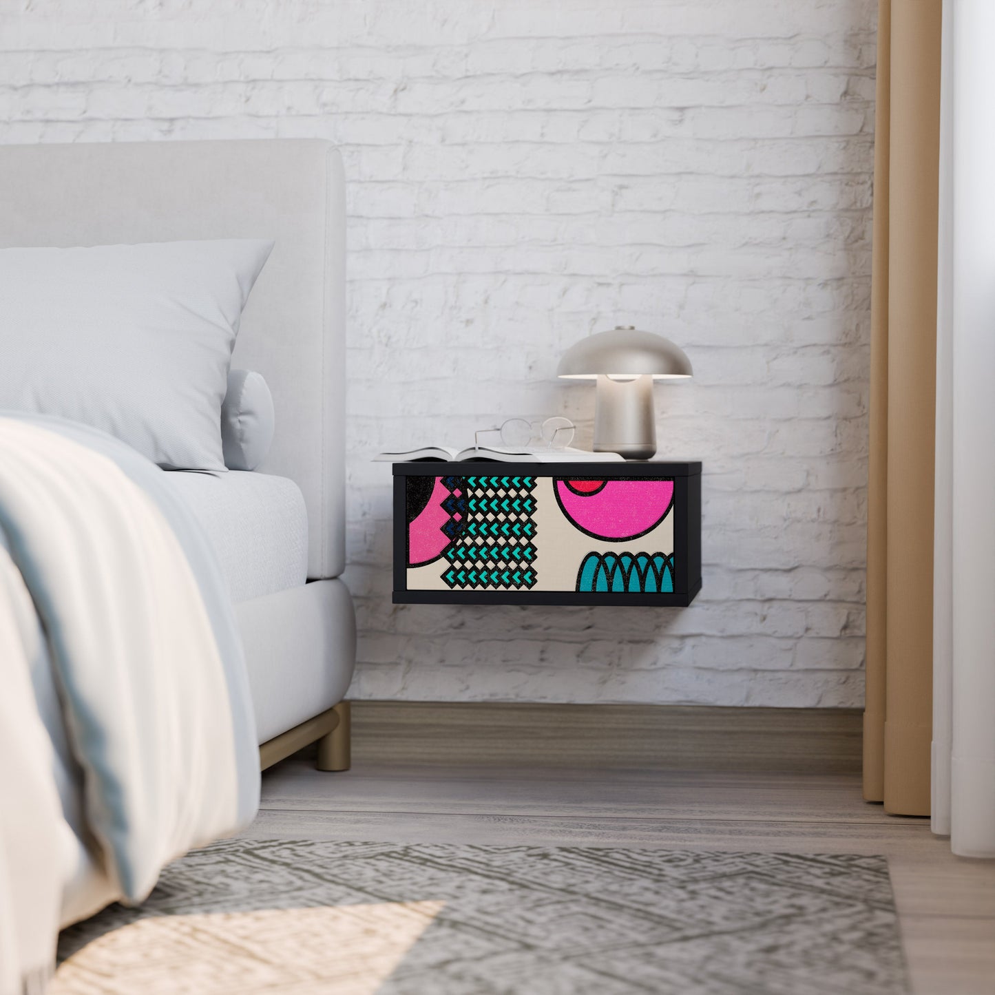 GEOMETRIC RHAPSODY Nightstand in Black Finish