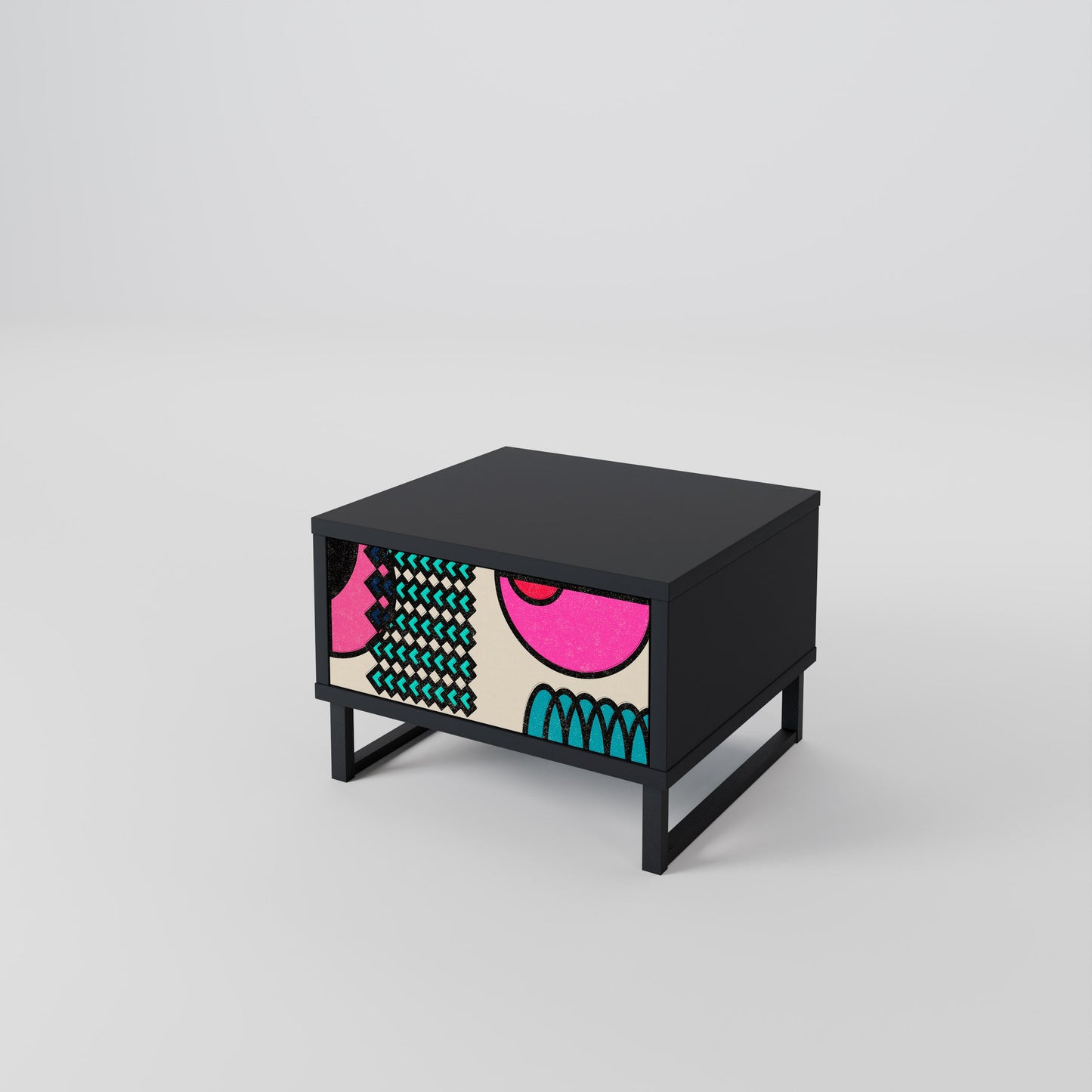 GEOMETRIC RHAPSODY Nightstand in Black Finish