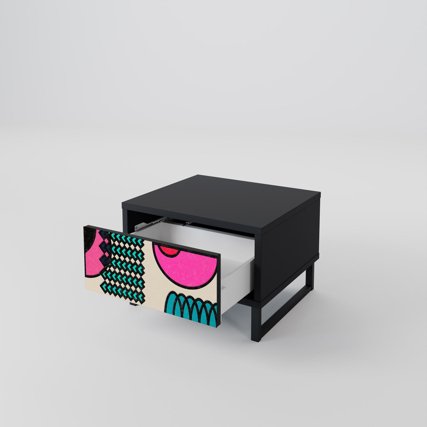 GEOMETRIC RHAPSODY Nightstand in Black Finish