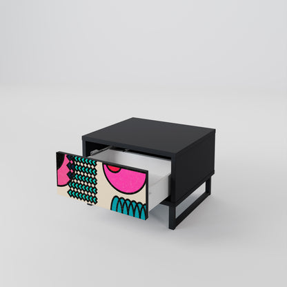GEOMETRIC RHAPSODY Nightstand in Black Finish