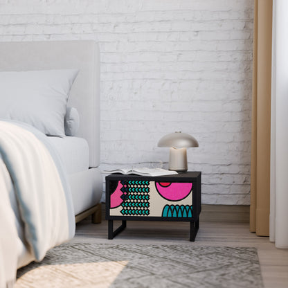 GEOMETRIC RHAPSODY Nightstand in Black Finish