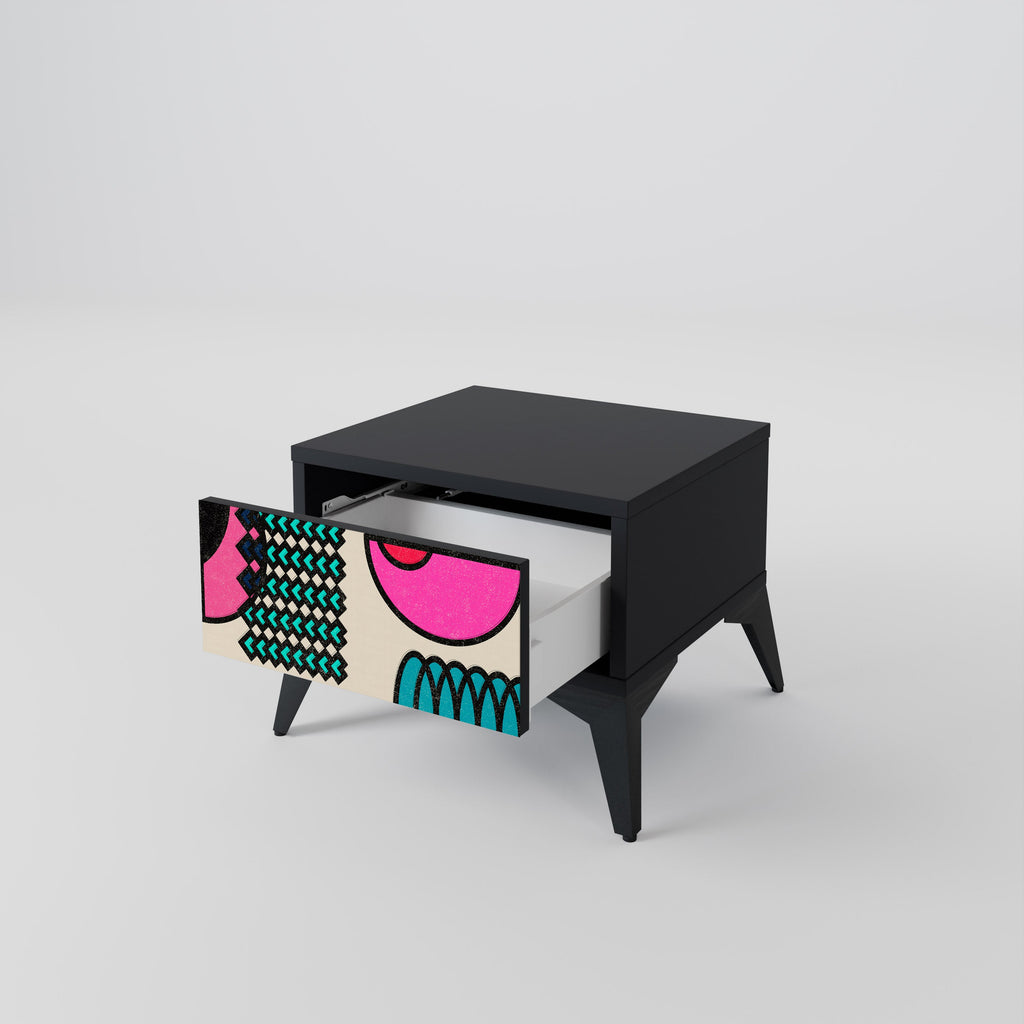 GEOMETRISK RHAPSODY Nattduksbord i svart finish