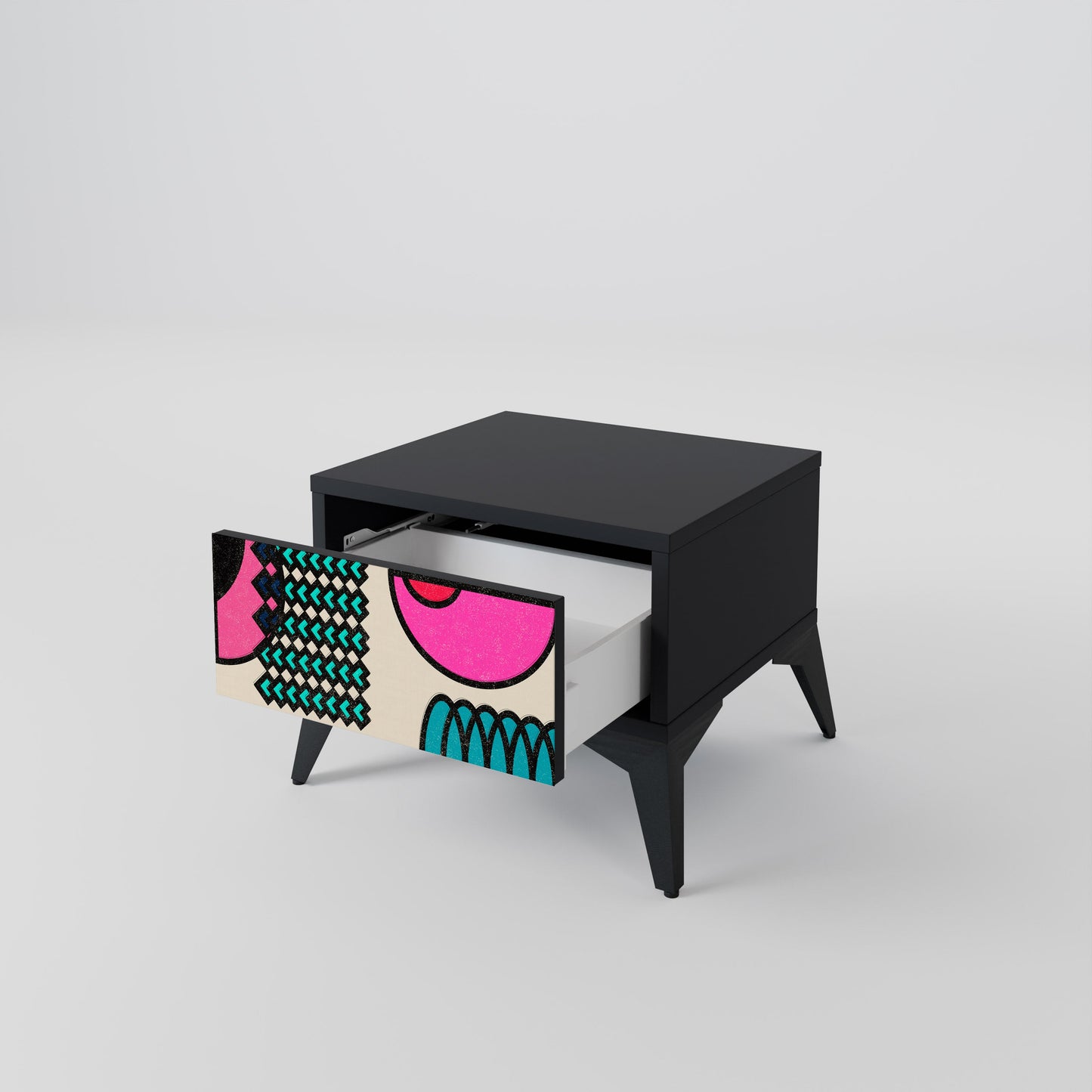 GEOMETRIC RHAPSODY Nightstand in Black Finish