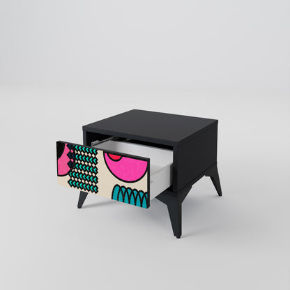 GEOMETRIC RHAPSODY Nightstand in Black Finish