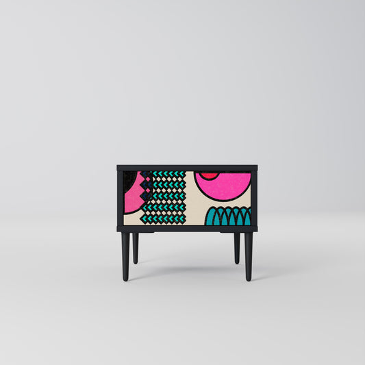 GEOMETRIC RHAPSODY Nightstand in Black Finish