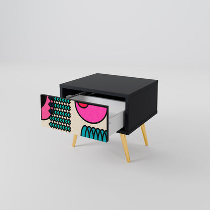 GEOMETRIC RHAPSODY Nightstand in Black Finish