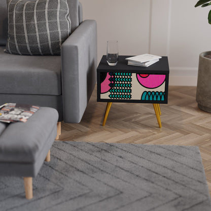 GEOMETRIC RHAPSODY Nightstand in Black Finish
