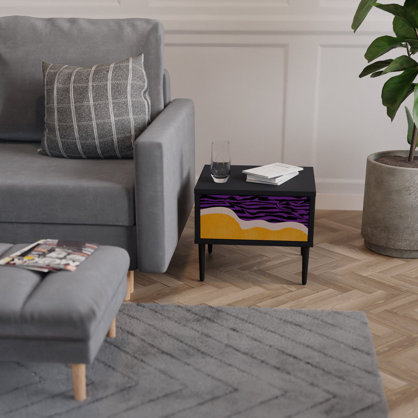 INDEPENDENT BORDER Nightstand in Black Finish
