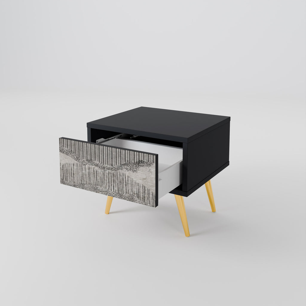 GRAIN LINES Nattduksbord i svart finish
