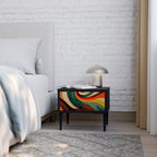 FÄRGGLADA STRANDS Nattduksbord i svart finish