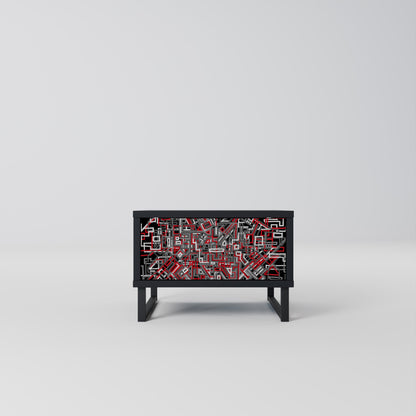 BROKEN LINES Nightstand in Black Finish