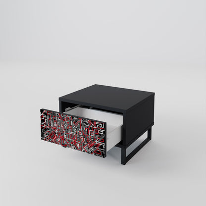 BROKEN LINES Nightstand in Black Finish