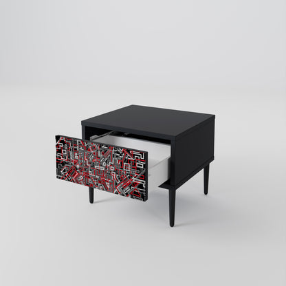 BROKEN LINES Nightstand in Black Finish
