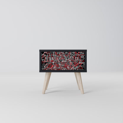 BROKEN LINES Nightstand in Black Finish