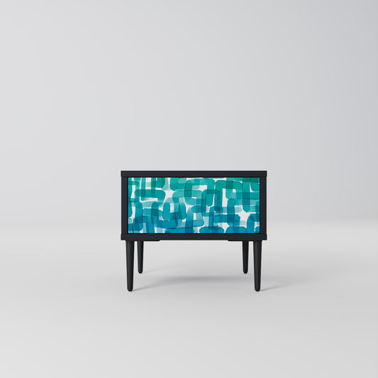 TURQUOISE RECTANGLES Nightstand in Black Finish