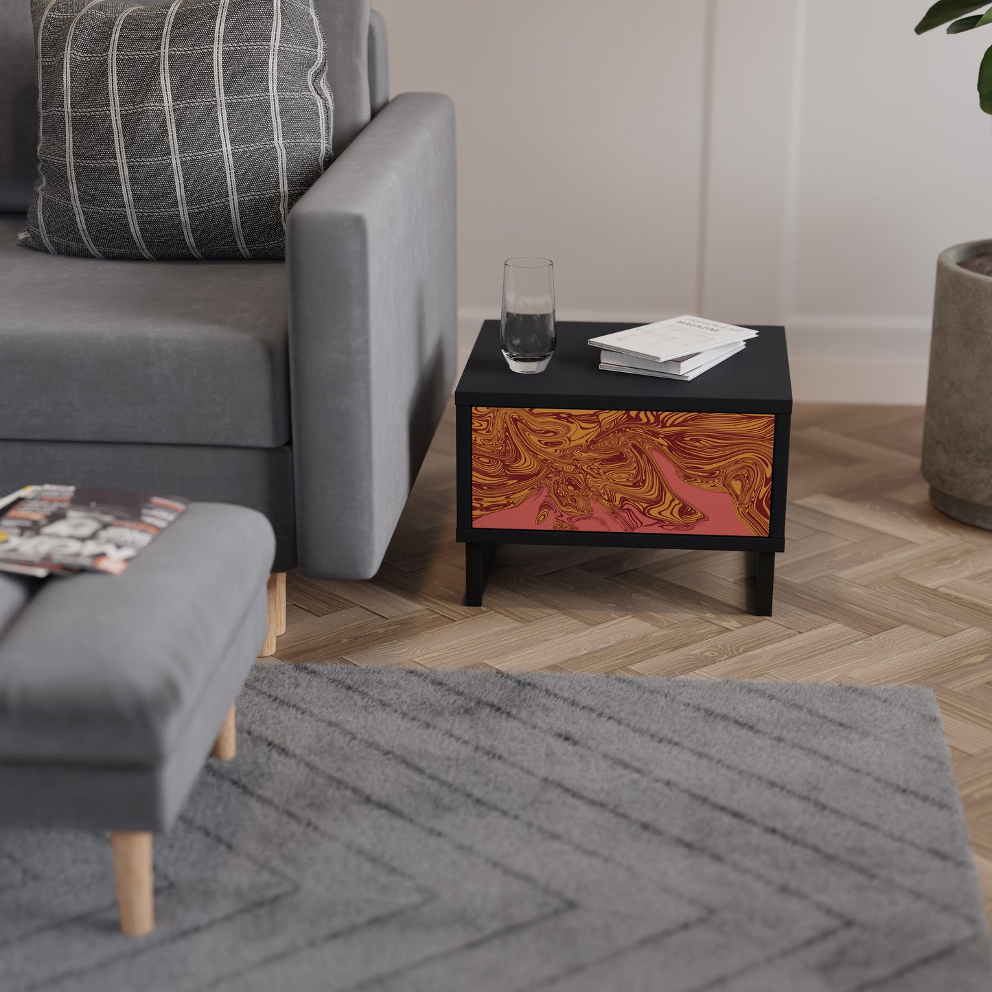 FLOATING THOUGHTS Nightstand in Black Finish