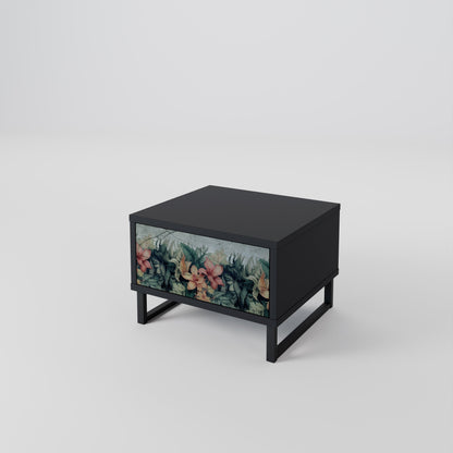 HEAVENLY BLOOM Nightstand in Black Finish