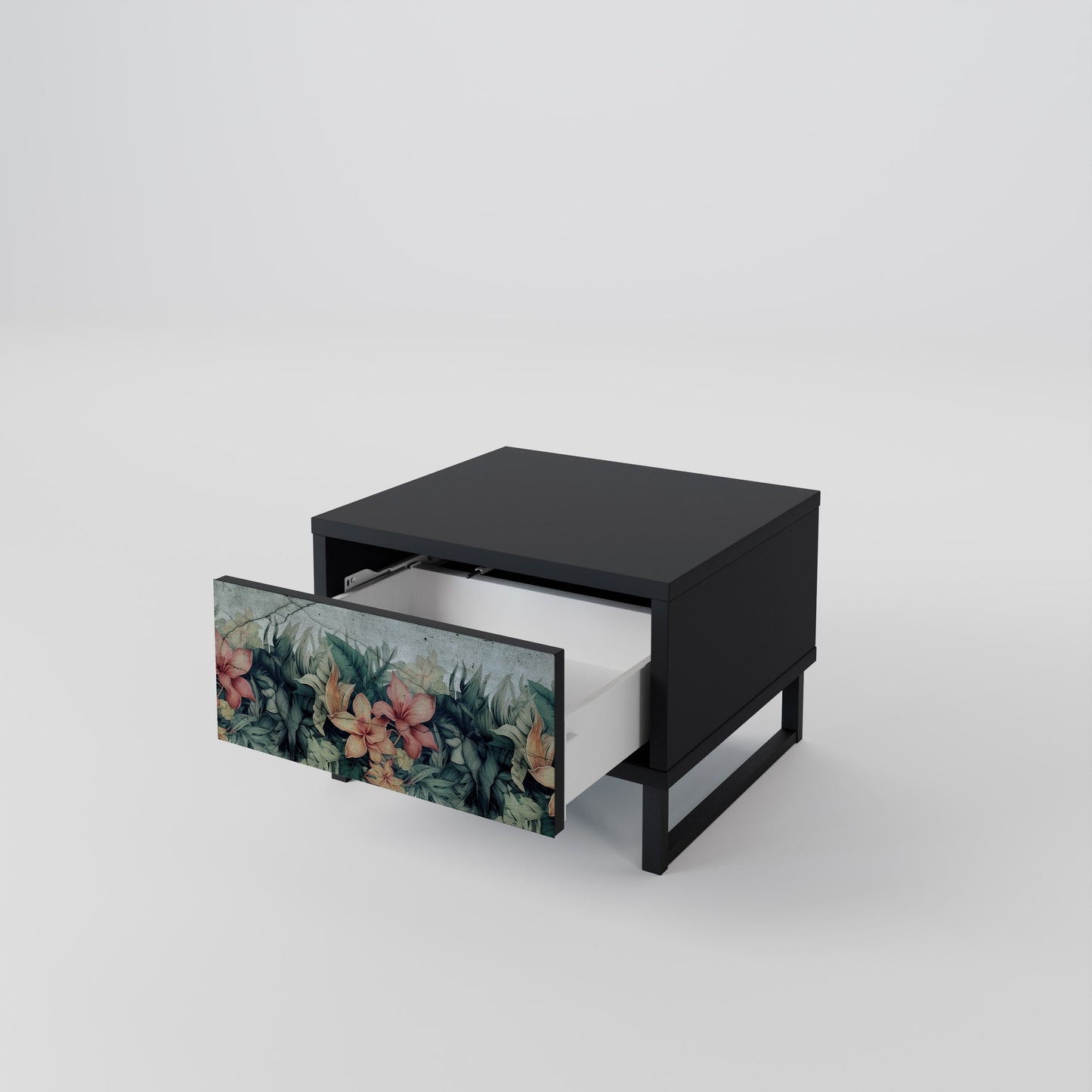HEAVENLY BLOOM Nightstand in Black Finish