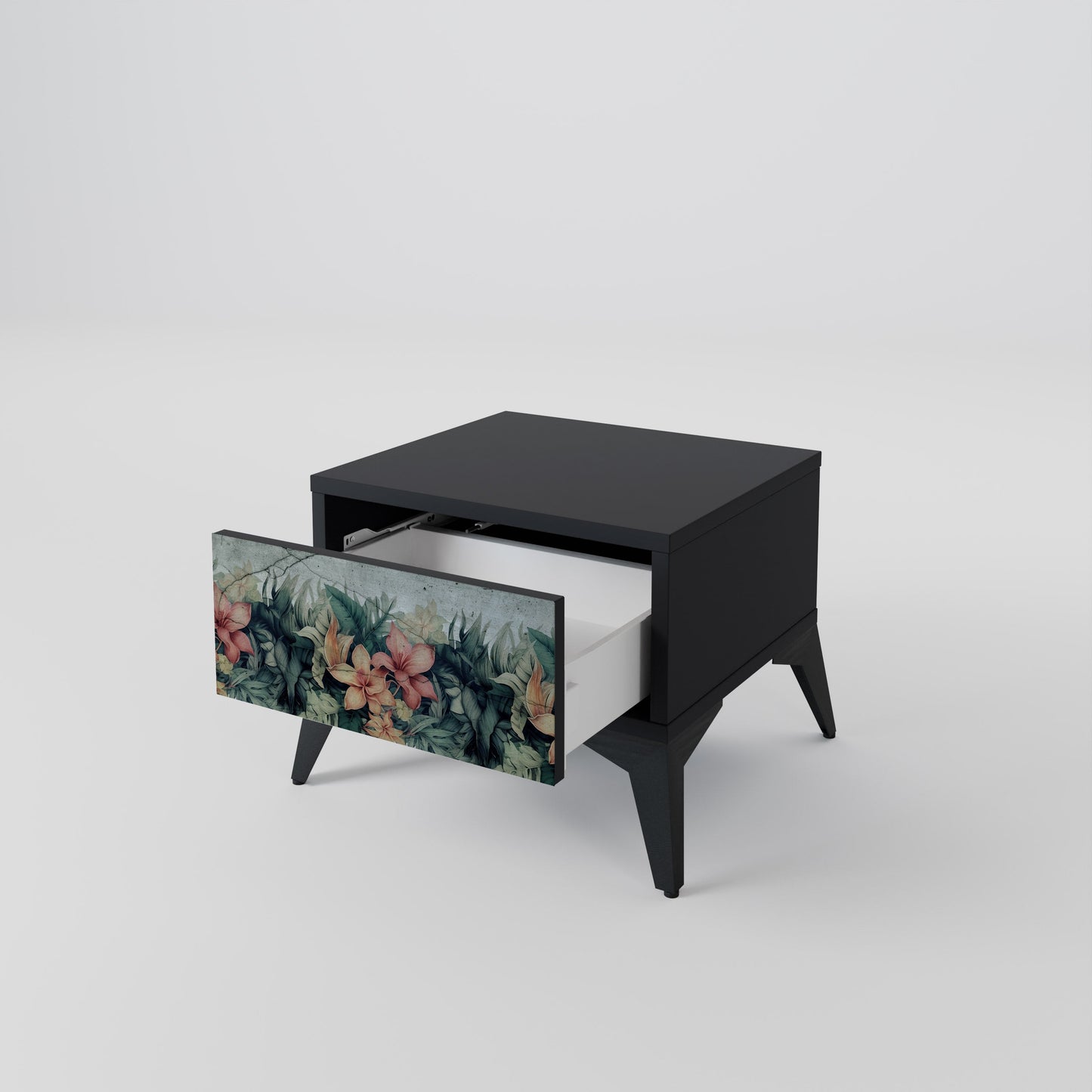 HEAVENLY BLOOM Nightstand in Black Finish