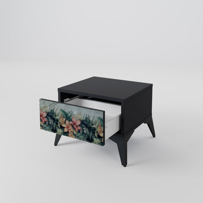 HEAVENLY BLOOM Nightstand in Black Finish