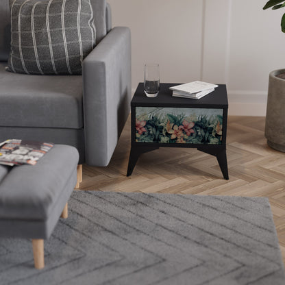 HEAVENLY BLOOM Nightstand in Black Finish