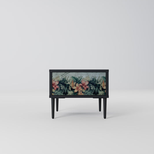 HEAVENLY BLOOM Nightstand in Black Finish